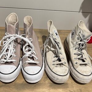 2 pairs Converse High-Tops in Tan and Cream